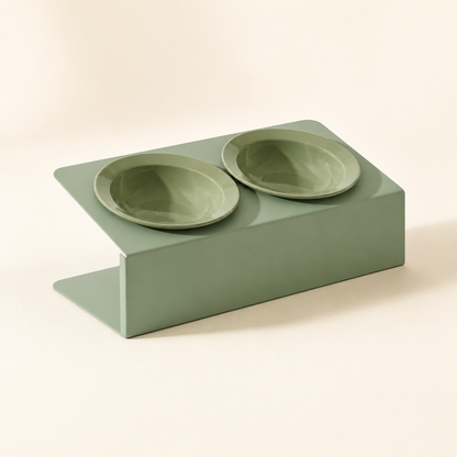 REVE Raised Double Ceramic Cat Bowl Set